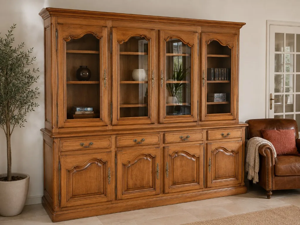 Grand buffet vaisselier vernis miel avant aérogommage